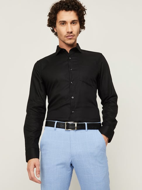 Code By Lifestyle Code Formal Black Cotton Regular Fit Shirt