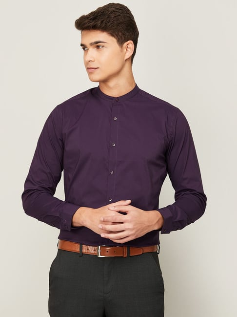 Code By Lifestyle Code Formal Purple Regular Fit Shirt