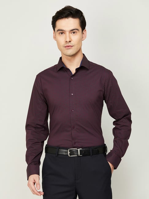 Code By Lifestyle Code Formal Purple Regular Fit Printed Shirt