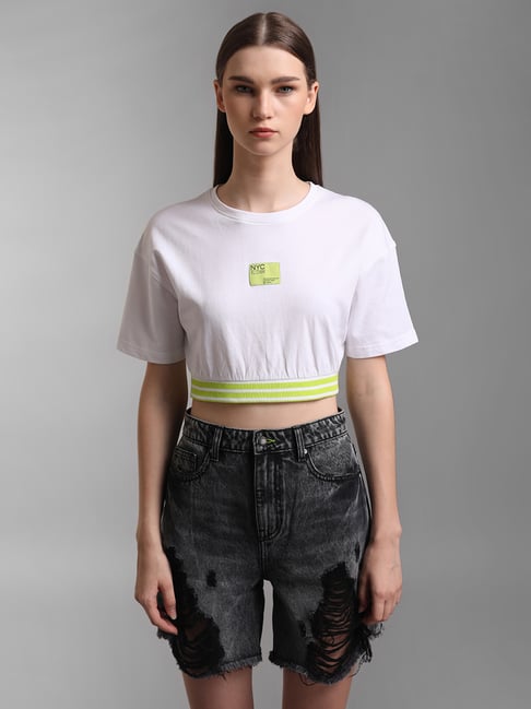 KZ07 by Kazo White Cotton Crop Sweatshirt-picture-30
