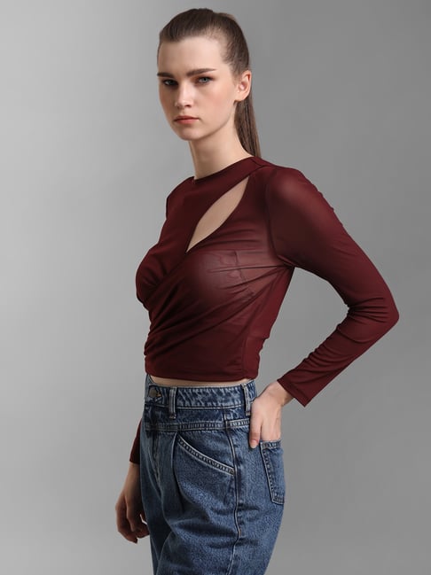Buy KZ07 by Kazo Maroon Top for Women's Online @ Tata CLiQ