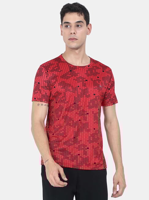 Masculino Latino Red Regular Fit Round Neck Sports T-Shirt-picture-26