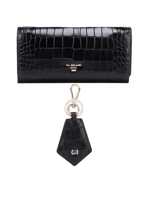 Da Milano Black Mens Wallet & Key Chain Gift Set