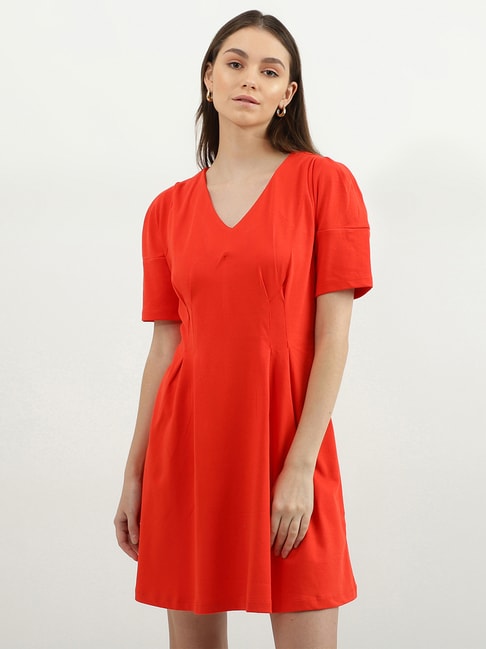 United Colors of Benetton Orange A Line Dress Price in India