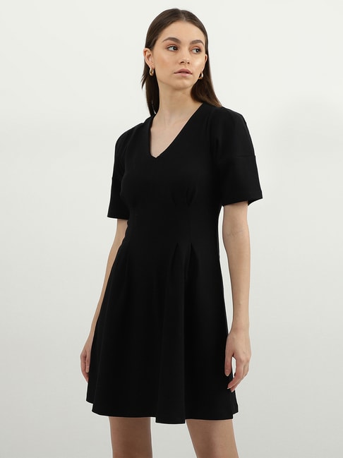 Buy Knee Length Black Dress With Sleeve Buckles For Women Online  Best  Prices in India  UNIFORM BUCKET
