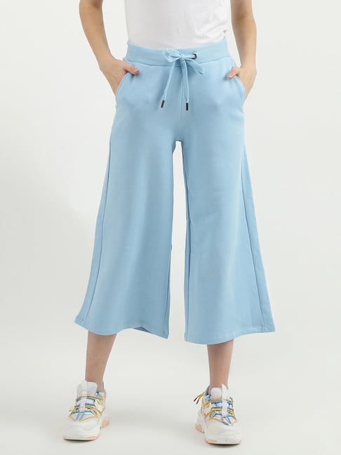 United Colors of Benetton Light Blue Regular Fit Mid Rise Cropped Culottes