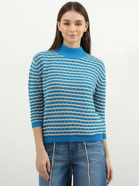 United Colors of Benetton Blue Textured Sweater