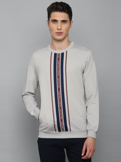 Louis Philippe Sport Grey Cotton Regular Fit Striped Sweatshirt-picture-47