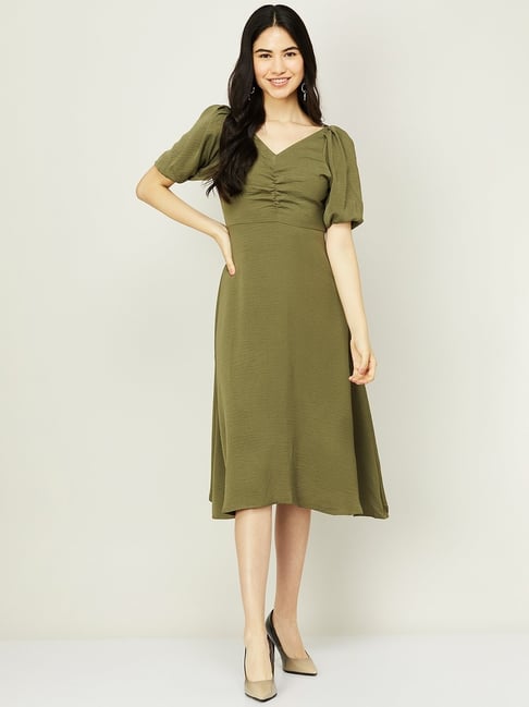 Olive Cold Shoulder Dress - Haute Off The Rack