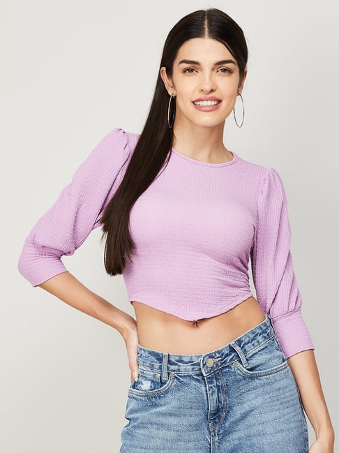 Akkriti by Pantaloons Pink Cotton Embroidered Crop Top