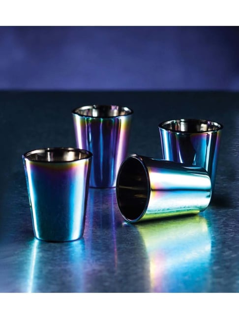 BarCraft Metallic Finish Shot Glasses, Set of 4, 50ml