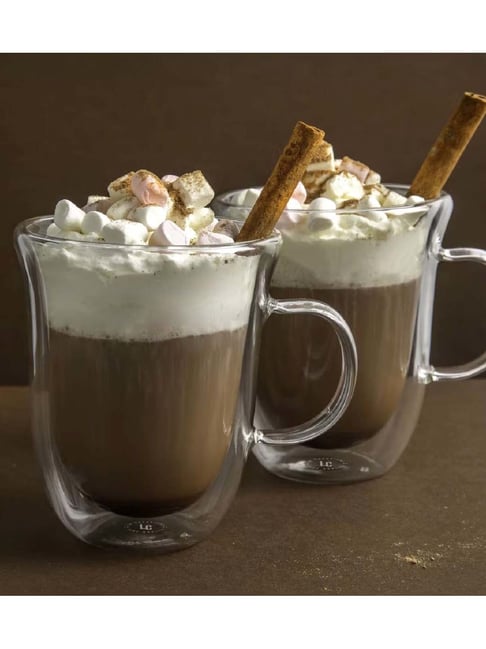 La Cafeti re Glass 350ml Double Walled Hot Chocolate Jack Glasses