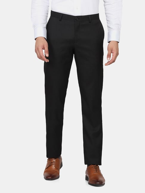 Blackberrys Black Slim Fit Flat Front Trousers