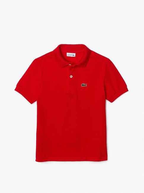 Lacoste Kids Red Solid Polo T-Shirt