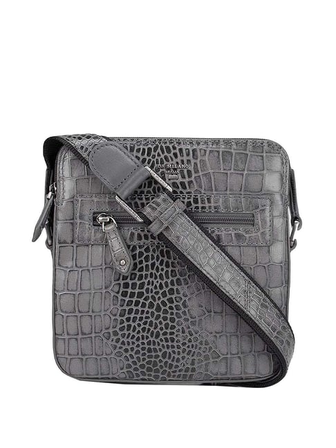 Buy Da Milano Grey Textured Medium Cross Body Bag Online At Best