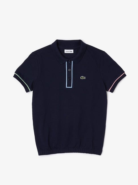 Lacoste Kids Navy Solid Polo T-Shirt