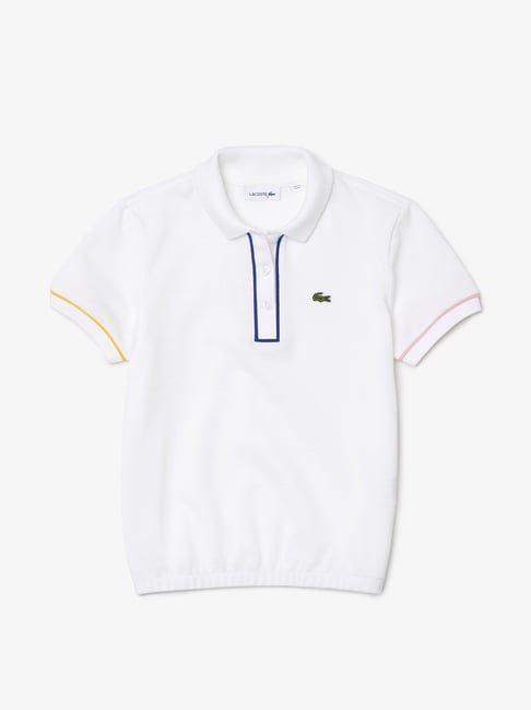 Lacoste Kids White Solid Polo T-Shirt