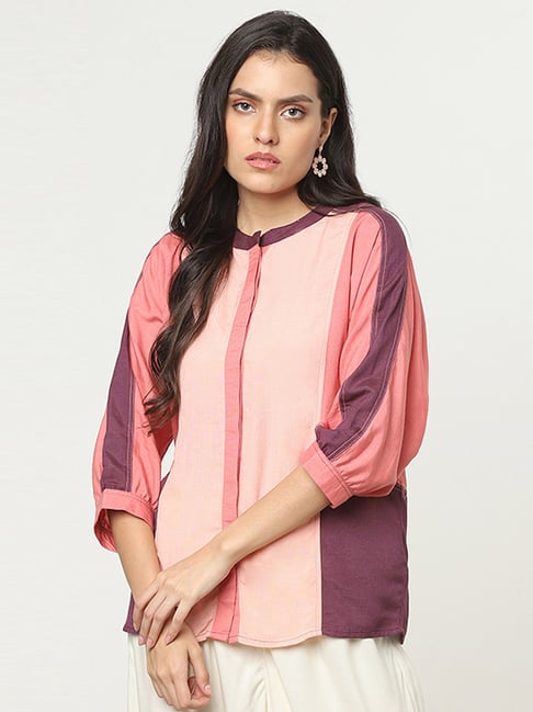 Marigold Lane Pink Color-Block Top-picture-39