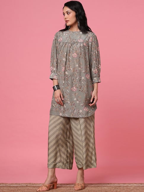 Buy Blue Straight Kurta-trousers-gillet Girls Set Online - Aurelia