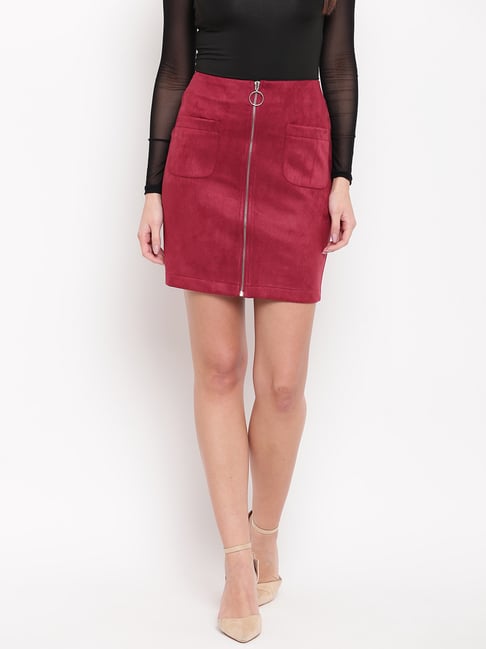 Maroon a 2024 line mini skirt