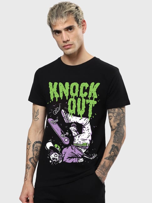 Customized T Shirts Bewakoof Bewakoof Black Cotton Regular Fit