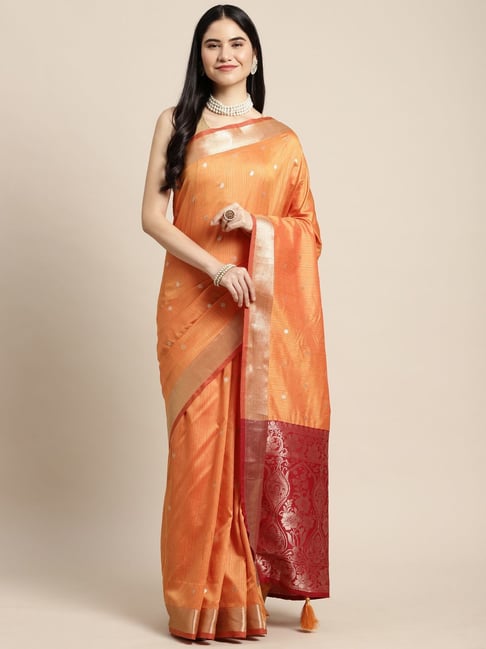 Buy Mesmerizing Red Woven Silk Festival Wear Saree - Zeel Clothing