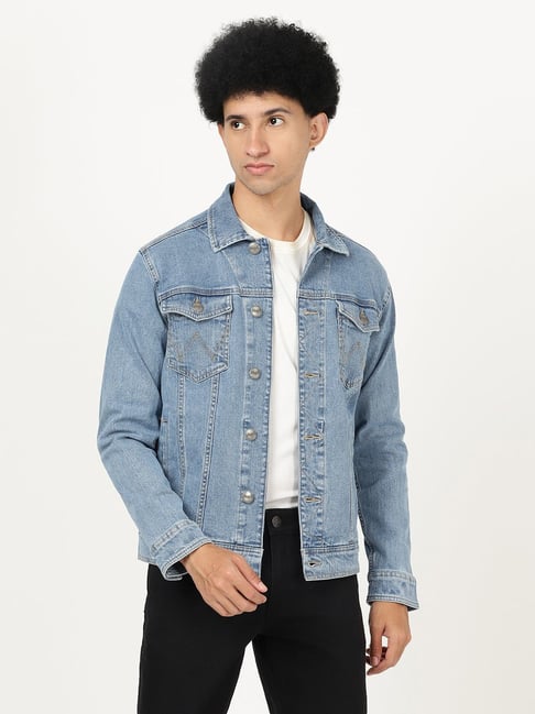 Wrangler Light Blue Cotton Regular Fit Denim Jacket