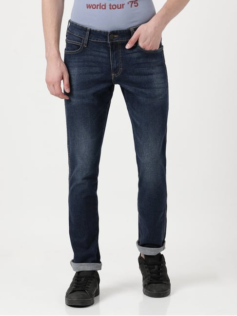 Wrangler Blue Cotton Slim Fit Jeans