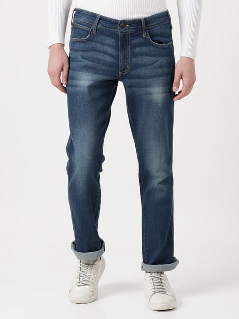 Wrangler Blue Cotton Straight Fit Jeans