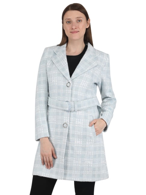 Buy Monte Carlo Light Blue Checks Coat for Women Online Tata CLiQ