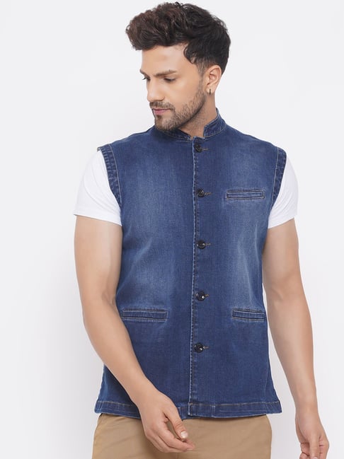 Denim sale nehru jacket