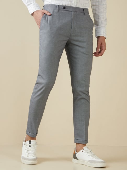 Buy Men Blue Check Carrot Fit Formal Trousers Online  782924  Peter  England