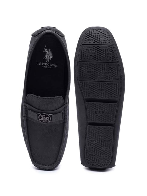 U.S. Polo Assn. Round Toe Brand Tape Scott Shoes, Black (UK 7)