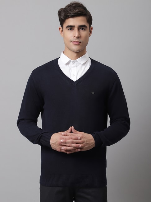 Cantabil Dark Navy Regular Fit Sweater
