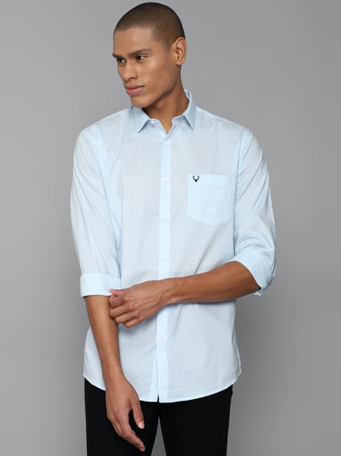 Buy Allen Solly White & Blue Cotton Regular Fit Printed Shirt for Mens  Online @ Tata CLiQ