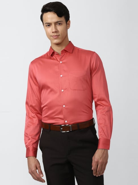 Peter England Coral Cotton Regular Fit Shirts-picture-35