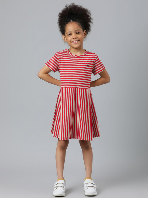 Buy Beverly Hills Polo Club Kids Pink Cotton Striped Dress for Girls Clothing Online Tata CLiQ