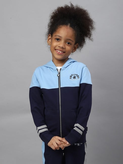 Buy Beverly Hills Polo Club Kids Blue Color Block Hoodie for Girls