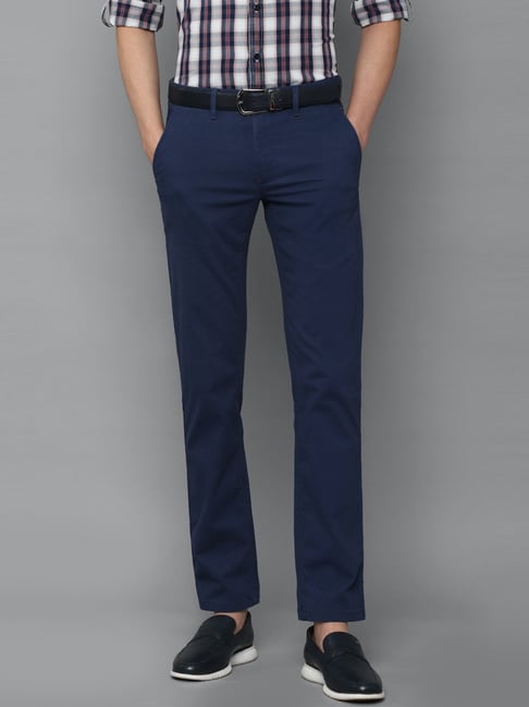 Buy Gini & Jony Boys Navy Blue Cotton Solid Trouser Online in India