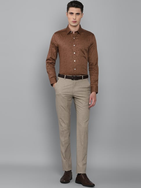 Louis Philippe Plated Cotton Pants