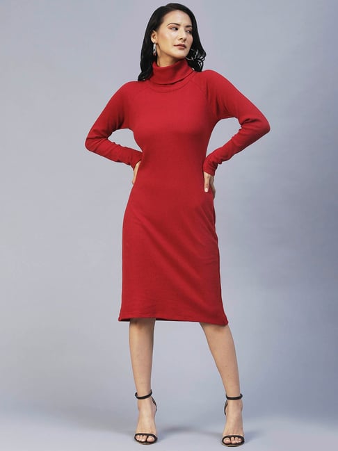 Red Knit Bodycon Dress