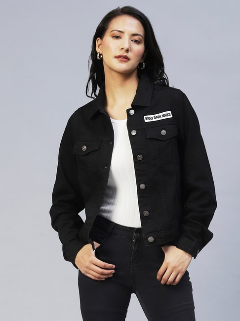 Full Sleeve Ladies Black Denim Jacket Size SXXL