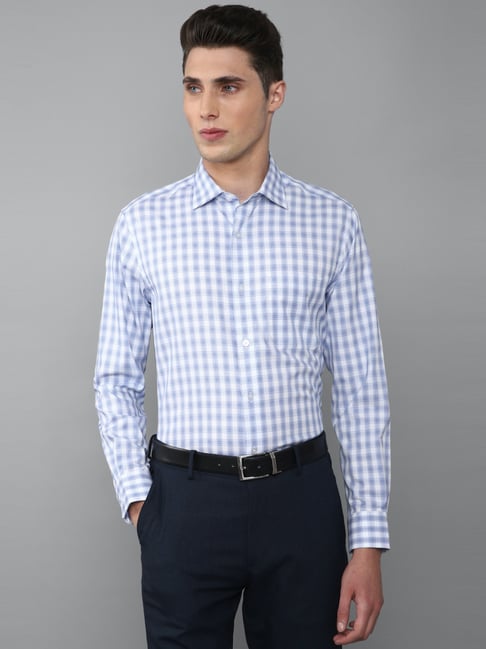 LOUIS PHILIPPE Men Checkered Formal Blue, White Shirt - Buy LOUIS