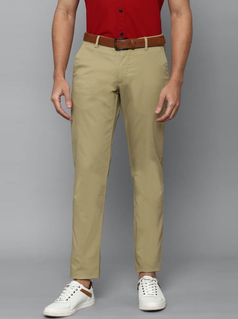 Buy Louis Philippe Khaki Cotton Slim Fit Trousers for Mens Online @ Tata  CLiQ