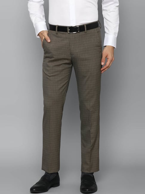 Buy WES Formals Grey Checked Slim Fit Trousers from Westside