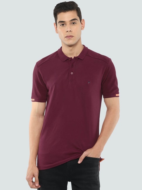Buy Louis Philippe Jeans Wine Slim Fit Polo T-Shirt for Mens