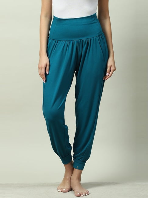 Biba Teal Blue Regular Fit Pants