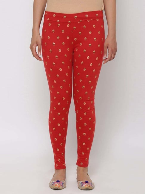 Buy Biba Red Printed Leggings for Women Online Tata CLiQ