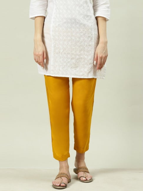 Biba Yellow Regular Fit Pants