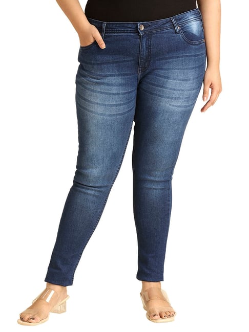 High Star Blue Slim Fit Mid Rise Lightly Washed Jeans-picture-31